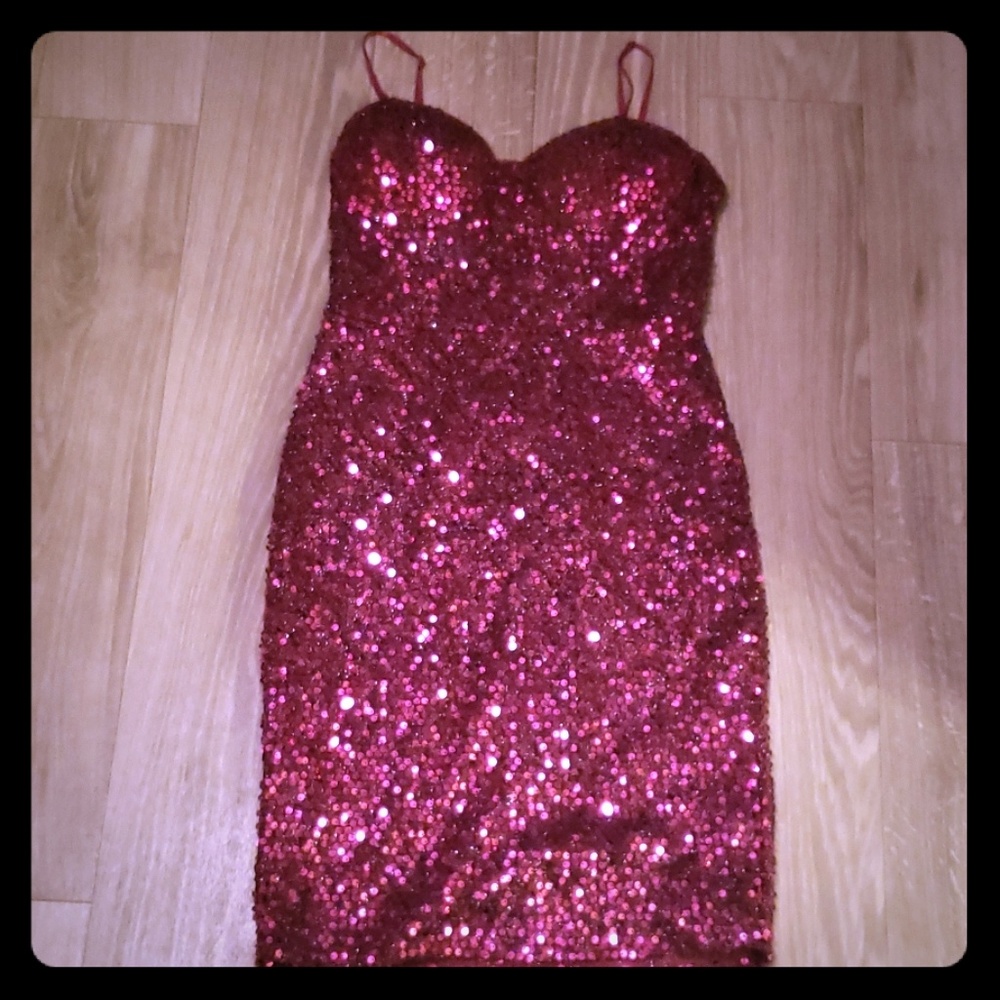 Charlotte Russe Pink Sequin Bodycon Dress